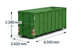 20 m³ Offener Abrollcontainer, mit Maßpfeilen